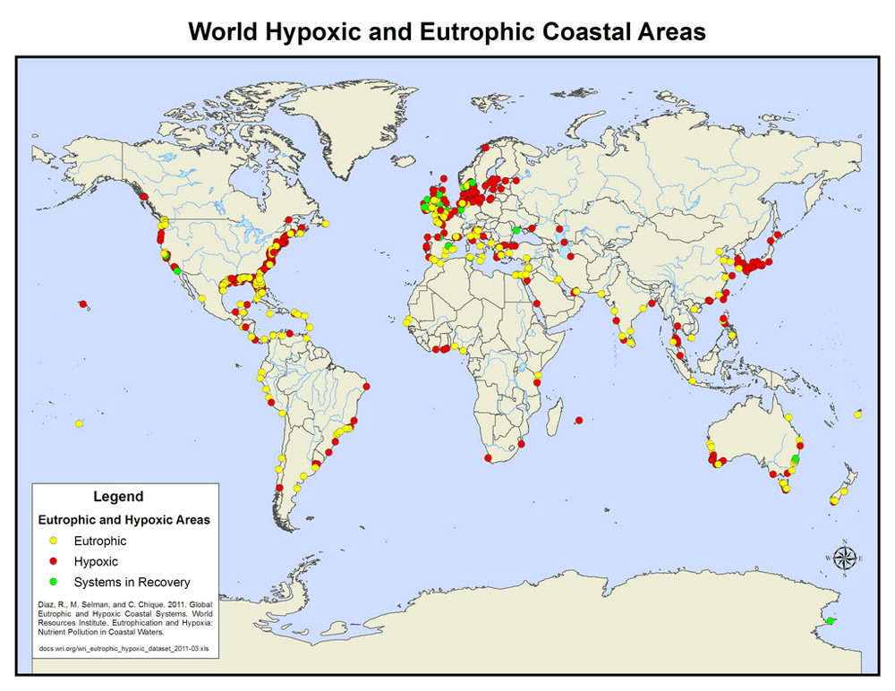 coastal dead zones map